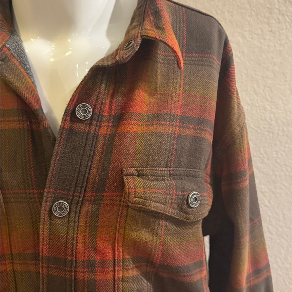 Duluth Trading Co‎ Men's Plaid Shirt Jacket - Brown and orange size large